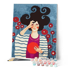 Load image into Gallery viewer, Paint by numbers | Woman with red circle | women intermediate new arrivals portrait | Figured'Art