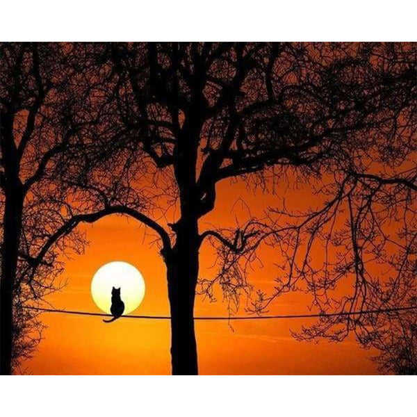 paint by numbers | Cat and Full Moon | advanced animals cats landscapes | FiguredArt