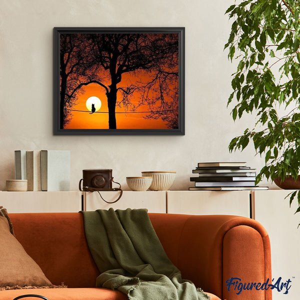 paint by numbers | Cat and Full Moon | advanced animals cats landscapes | FiguredArt