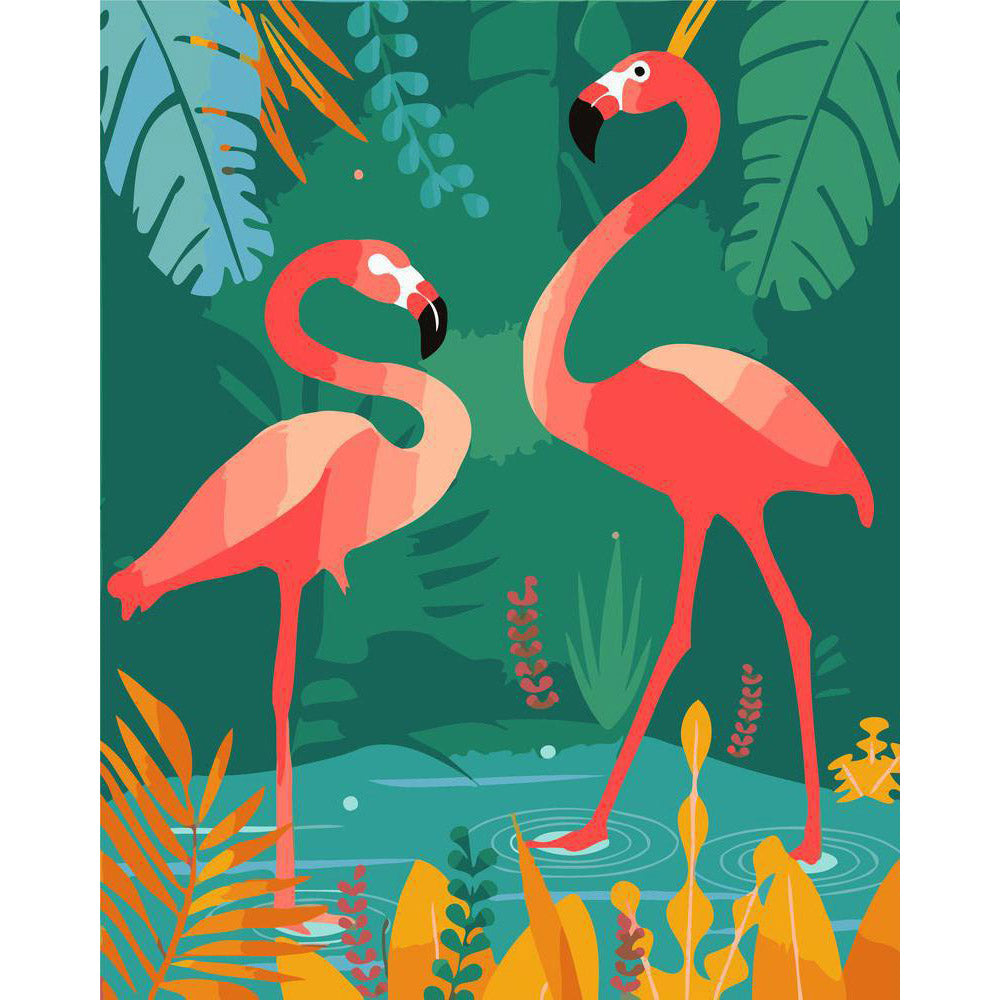 Paint by numbers | Flamingos in the water | animals easy flamingos new arrivals birds | Figured'Art