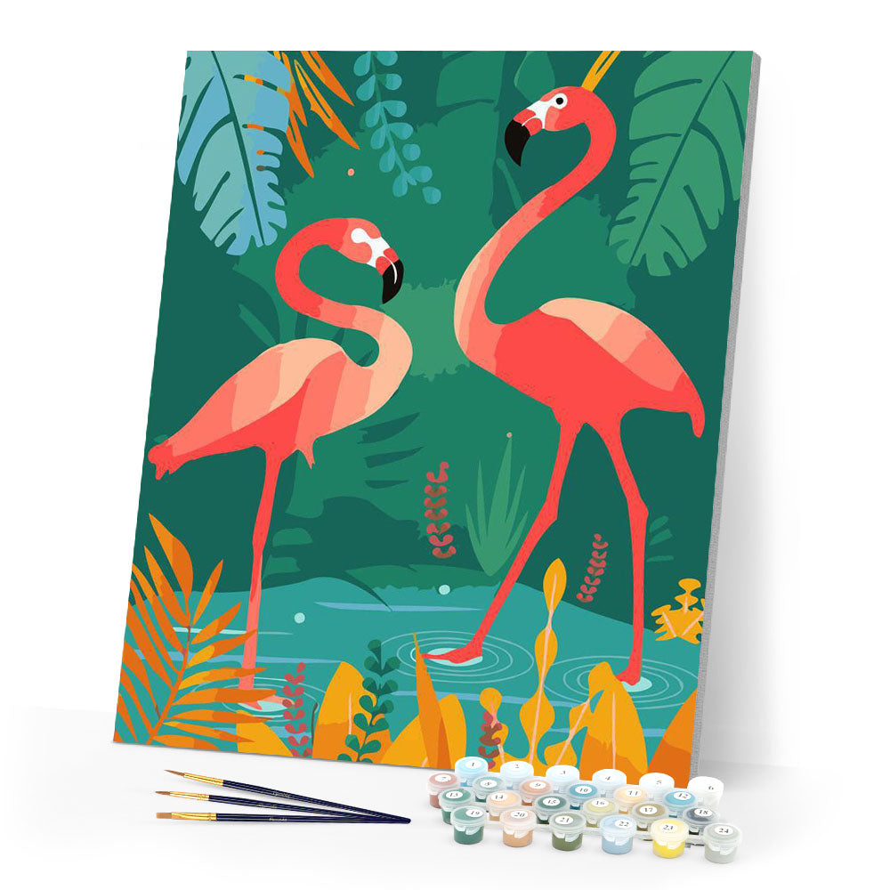 Paint by numbers | Flamingos in the water | animals easy flamingos new arrivals birds | Figured'Art