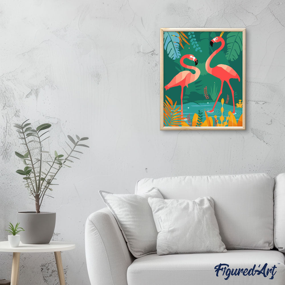 Paint by numbers | Flamingos in the water | animals easy flamingos new arrivals birds | Figured'Art