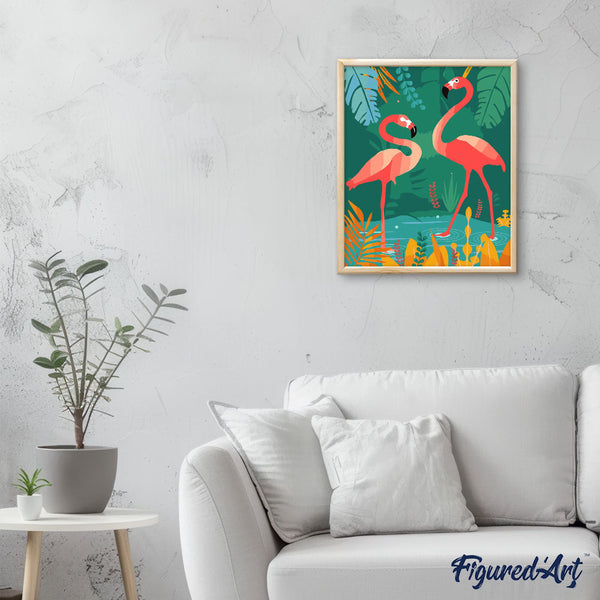 Paint by numbers | Flamingos in the water | animals easy flamingos new arrivals birds | Figured'Art