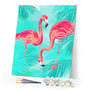 Duo of Pink Flamingos and Foliage