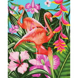 Paint by numbers | Flamingos and large leaves | animals advanced flamingos new arrivals birds | Figured'Art