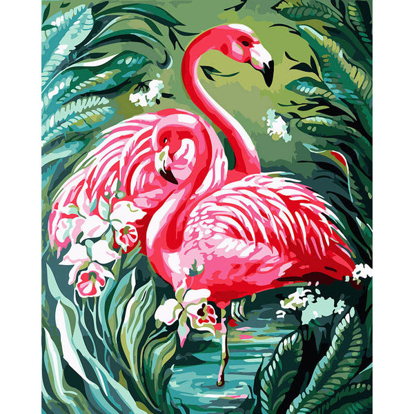 Lovely Pink Flamingos and Foliage