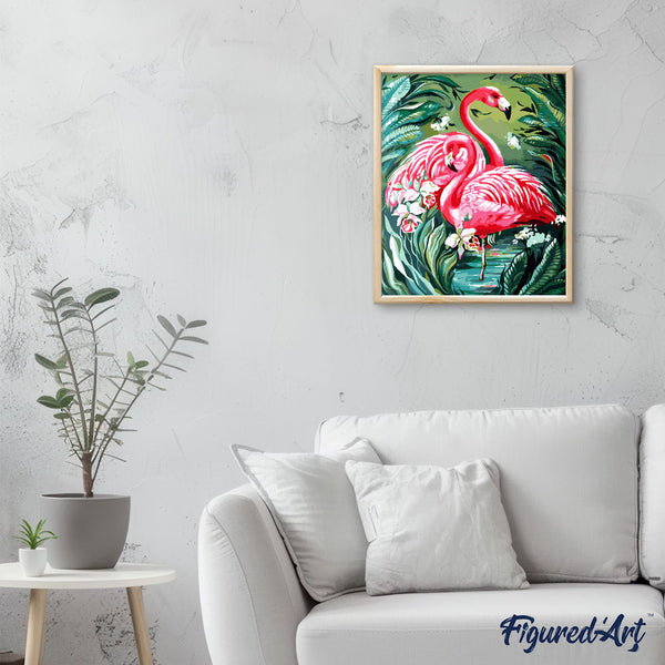 Lovely Pink Flamingos and Foliage