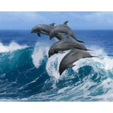 paint by numbers | Four Dolphins | animals dolphins intermediate | FiguredArt