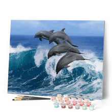 Load image into Gallery viewer, paint by numbers | Four Dolphins | animals dolphins intermediate | FiguredArt