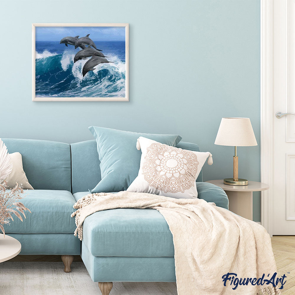 paint by numbers | Four Dolphins | animals dolphins intermediate | FiguredArt