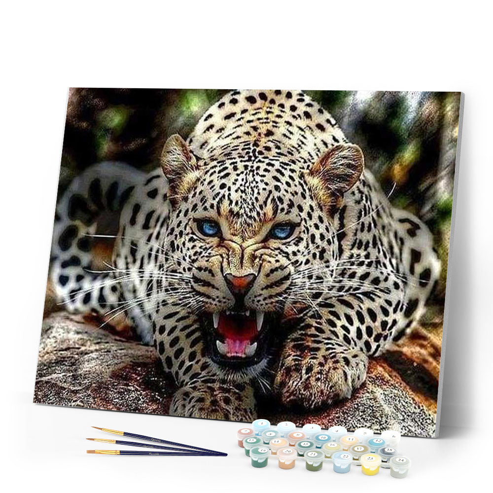 paint by numbers | Mother Leopard Roars | advanced animals leopards | FiguredArt