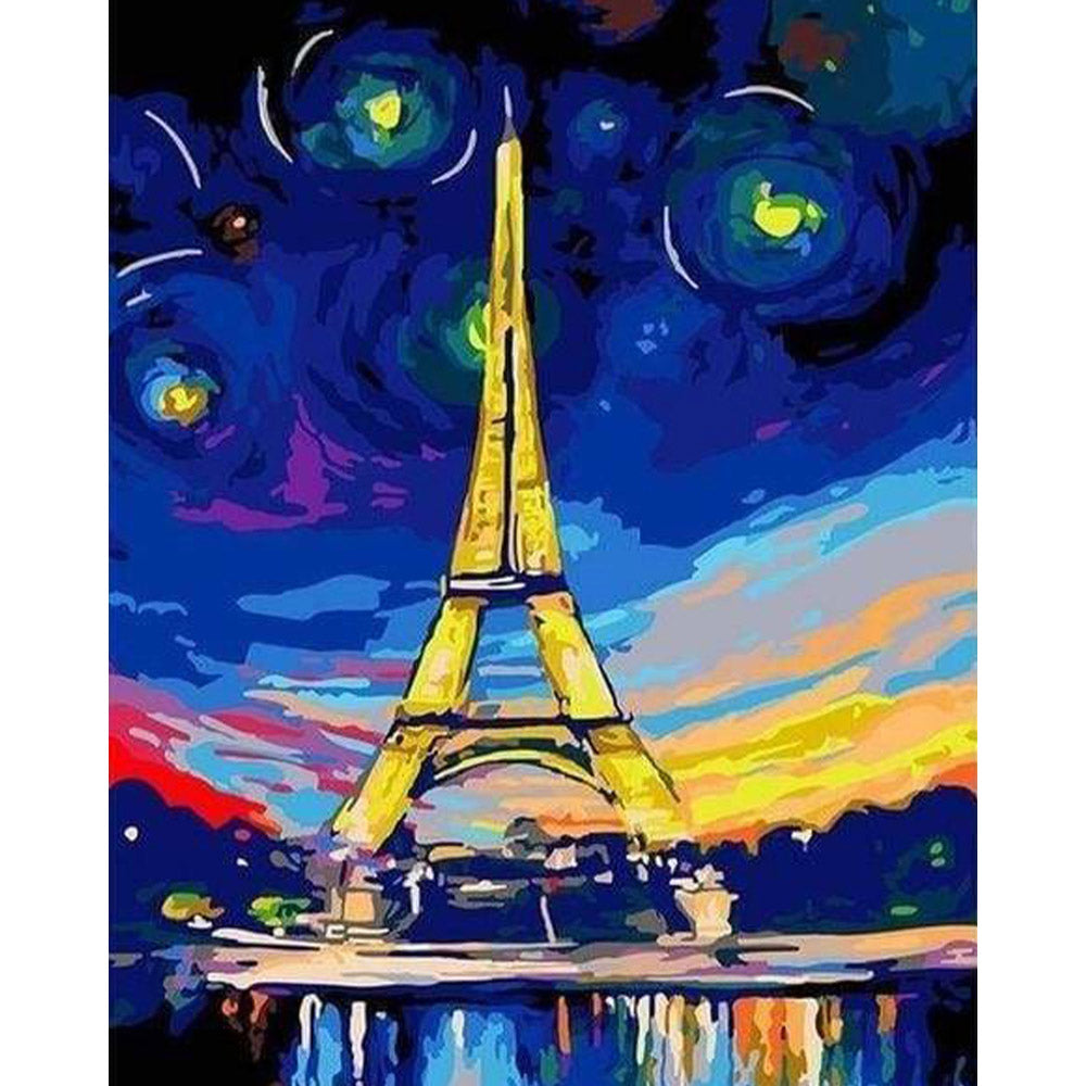 paint by numbers | Multicolor Eiffel Tower | cities intermediate | FiguredArt