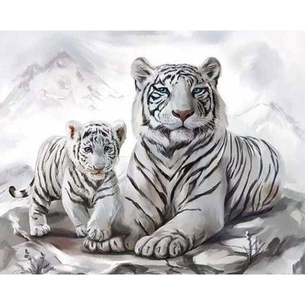 paint by numbers | Two White Tigers | animals intermediate tigers | FiguredArt