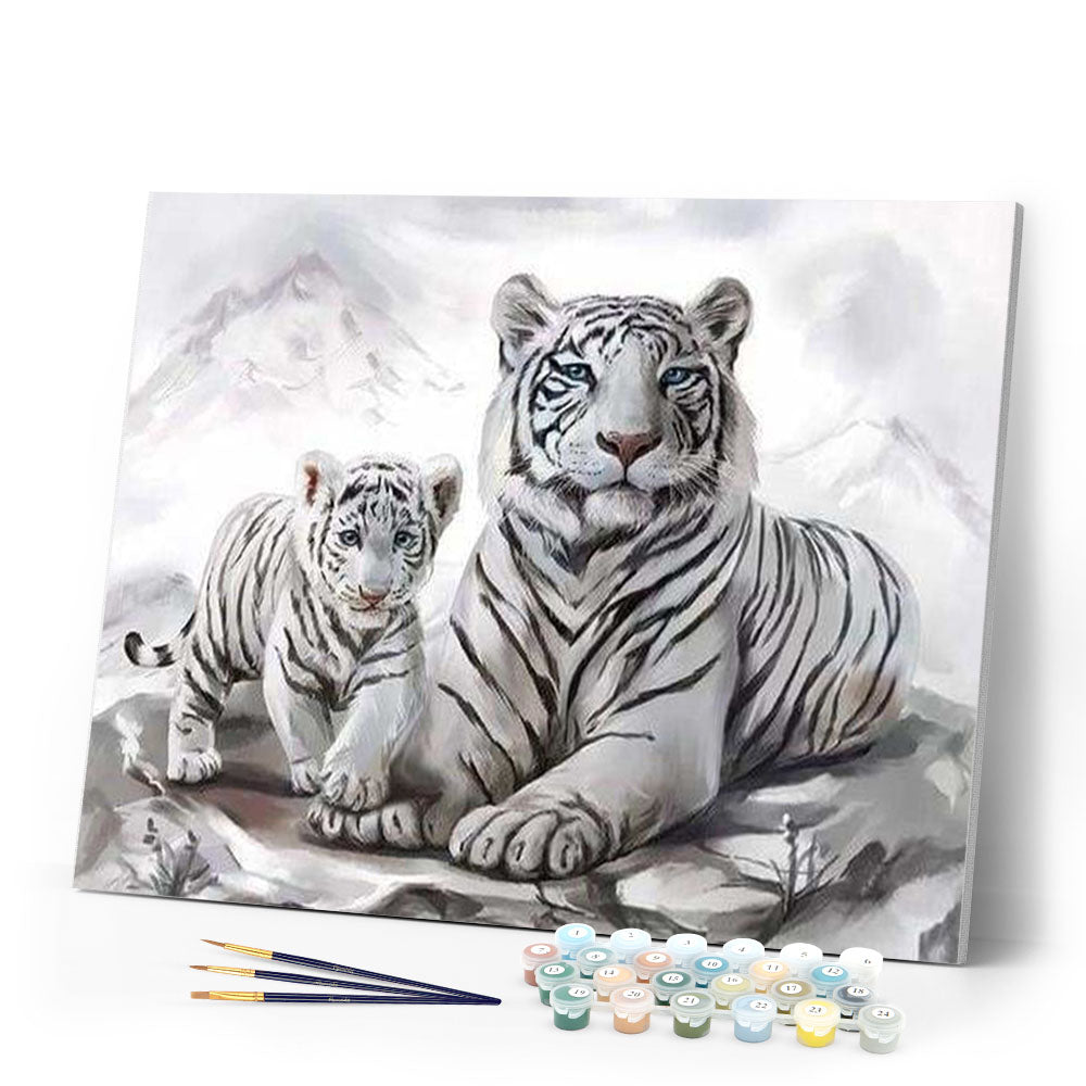 paint by numbers | Two White Tigers | animals intermediate tigers | FiguredArt