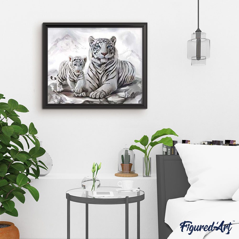 paint by numbers | Two White Tigers | animals intermediate tigers | FiguredArt