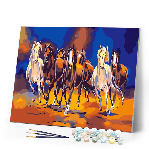 Paint by numbers | Seven Galloping Horses | animals horses intermediate new arrivals | Figured'Art