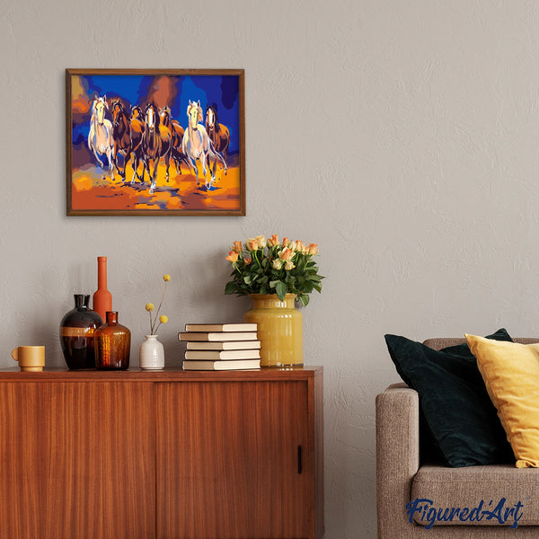 Paint by numbers | Seven Galloping Horses | animals horses intermediate new arrivals | Figured'Art