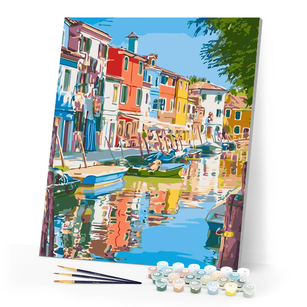 Paint by numbers | Peaceful water canal in the city | advanced new arrivals cities | Figured'Art