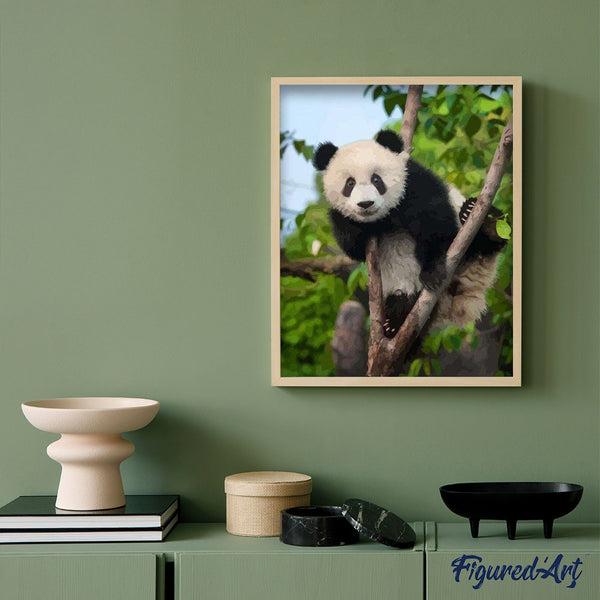 paint by numbers | Panda In Tree | animals intermediate pandas trees | FiguredArt