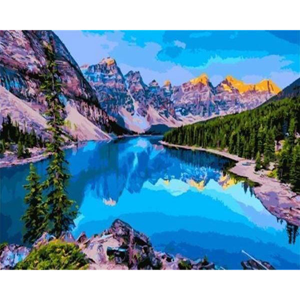 paint by numbers | Mountain Waterside | advanced landscapes mountains | FiguredArt