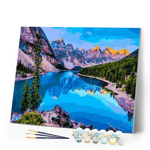 paint by numbers | Mountain Waterside | advanced landscapes mountains | FiguredArt
