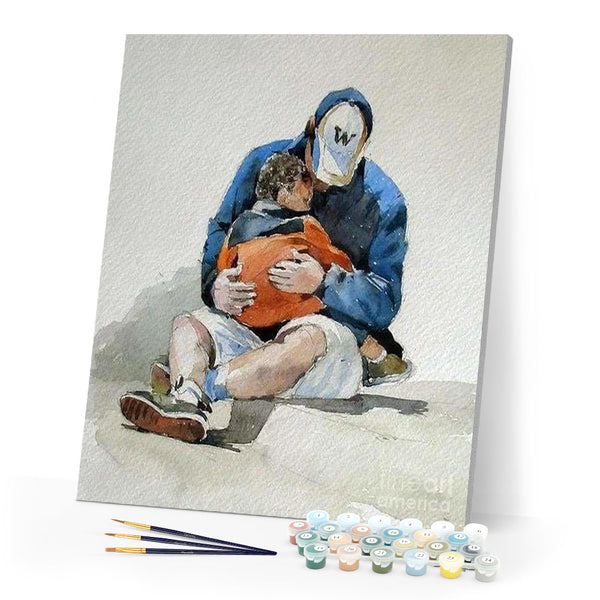 paint by numbers | Father And Son Hug | advanced portrait | FiguredArt