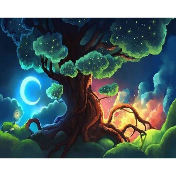 paint by numbers | Tree Lighting | intermediate landscapes trees | FiguredArt