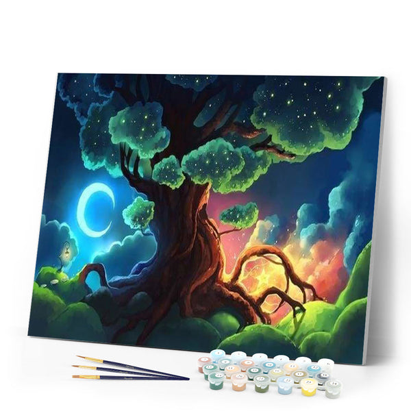 paint by numbers | Tree Lighting | intermediate landscapes trees | FiguredArt