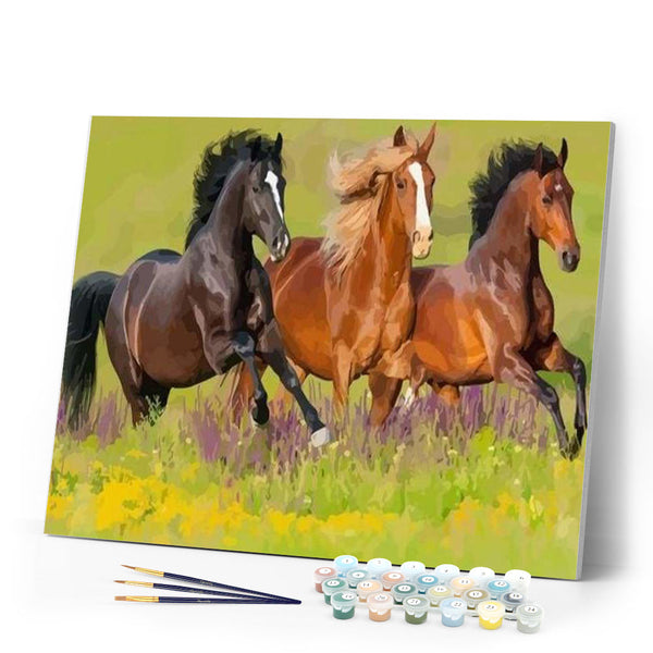 paint by numbers | Three Horses gallop | animals easy horses | FiguredArt
