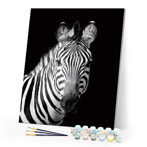 paint by numbers | Zebra White And Black Face | animals easy zebras | FiguredArt