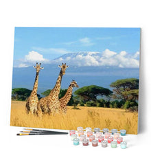 Load image into Gallery viewer, paint by numbers | Three Giraffes | animals giraffes intermediate landscapes | FiguredArt