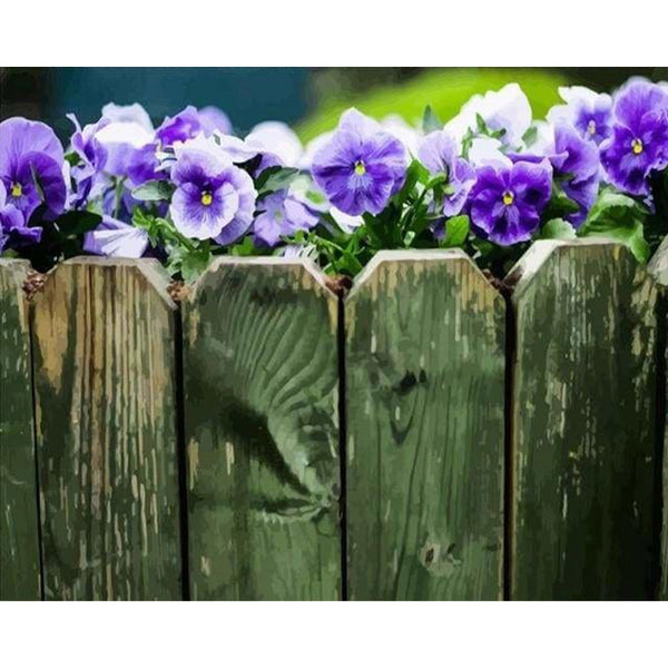 paint by numbers | Purple Fence | flowers intermediate | FiguredArt