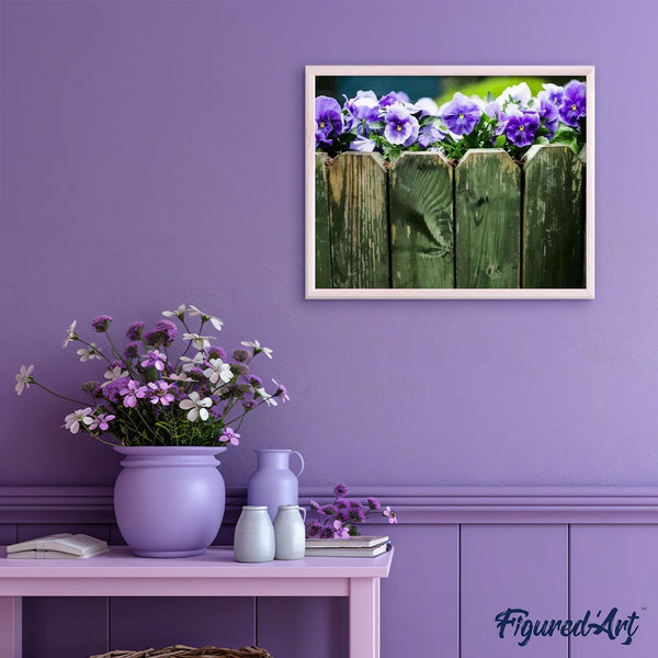 paint by numbers | Purple Fence | flowers intermediate | FiguredArt