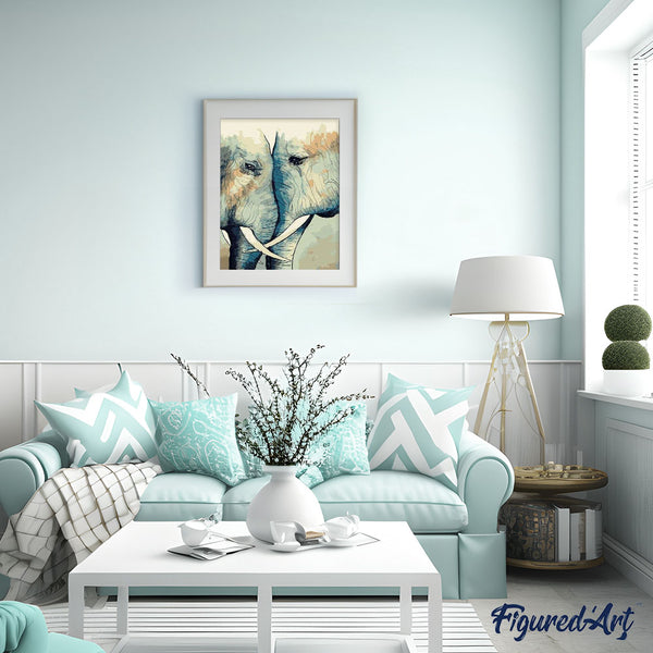 paint by numbers | Elephants Gather | animals elephants intermediate | FiguredArt