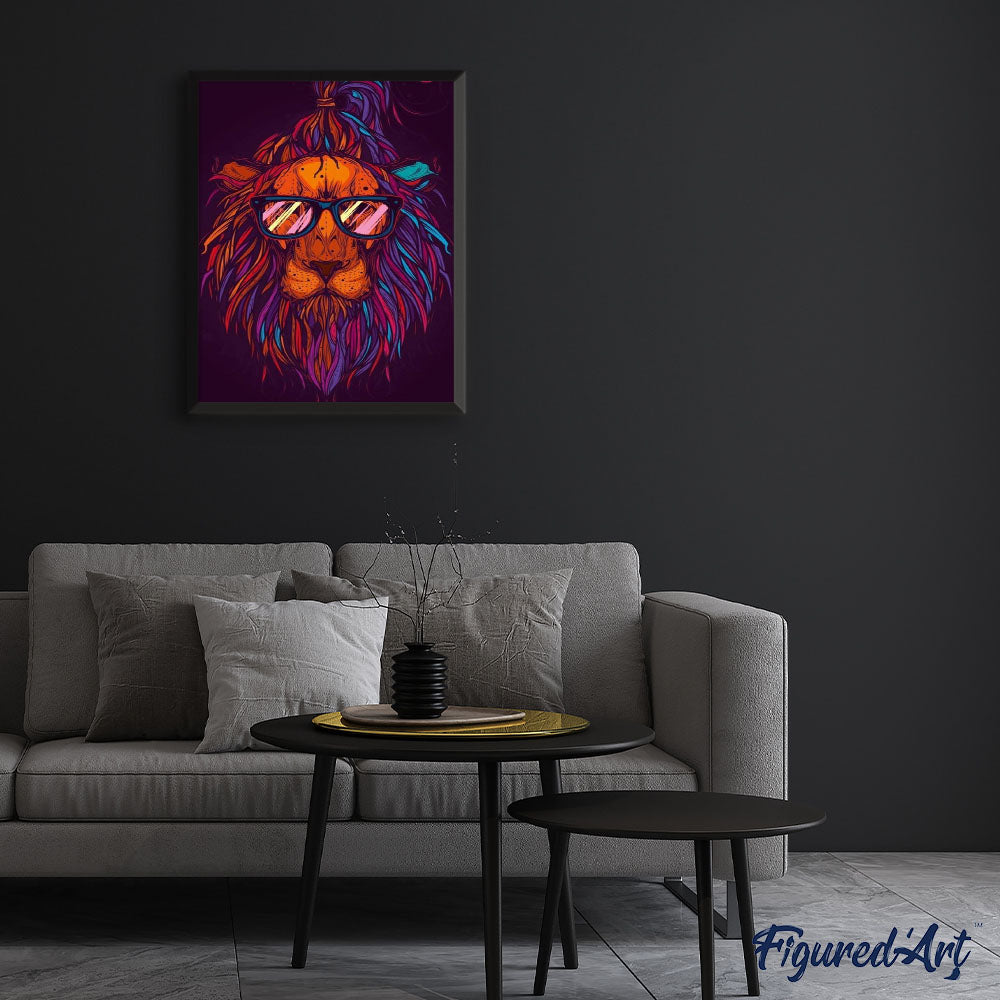 paint by numbers | Lion with Sunglasses | animals intermediate lions | FiguredArt