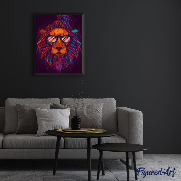paint by numbers | Lion with Sunglasses | animals intermediate lions | FiguredArt