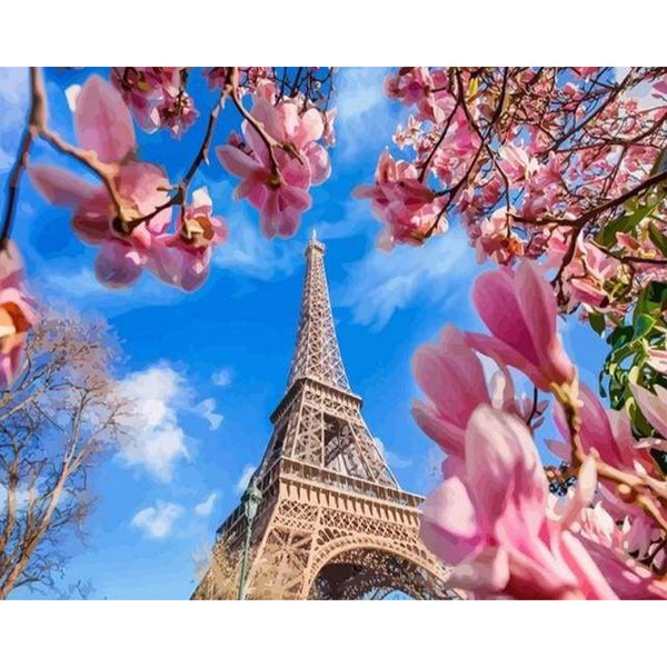 paint by numbers | Eiffel Tower with Flowers | advanced cities flowers | FiguredArt