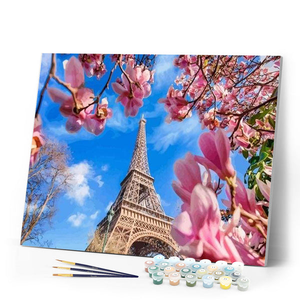 paint by numbers | Eiffel Tower with Flowers | advanced cities flowers | FiguredArt