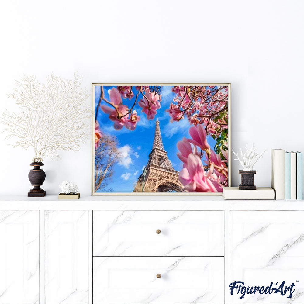 paint by numbers | Eiffel Tower with Flowers | advanced cities flowers | FiguredArt