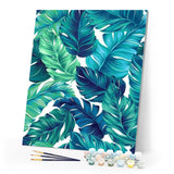paint by numbers | Tropical Green leaves | flowers intermediate | FiguredArt