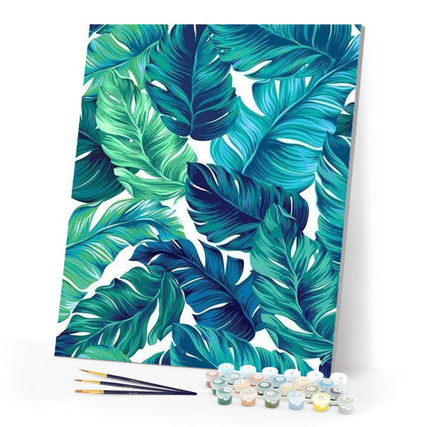 paint by numbers | Tropical Green leaves | flowers intermediate | FiguredArt