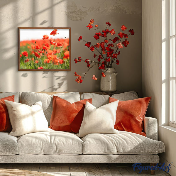 paint by numbers | Field of Red Poppies | advanced flowers landscapes | FiguredArt