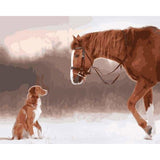 paint by numbers | Horse and Dog in the Snow | animals dogs horses intermediate | FiguredArt