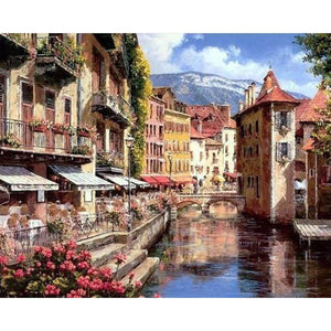 paint by numbers | Small Mountain Village | advanced cities landscapes | FiguredArt