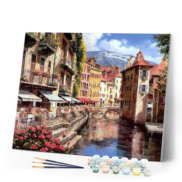 paint by numbers | Small Mountain Village | advanced cities landscapes | FiguredArt