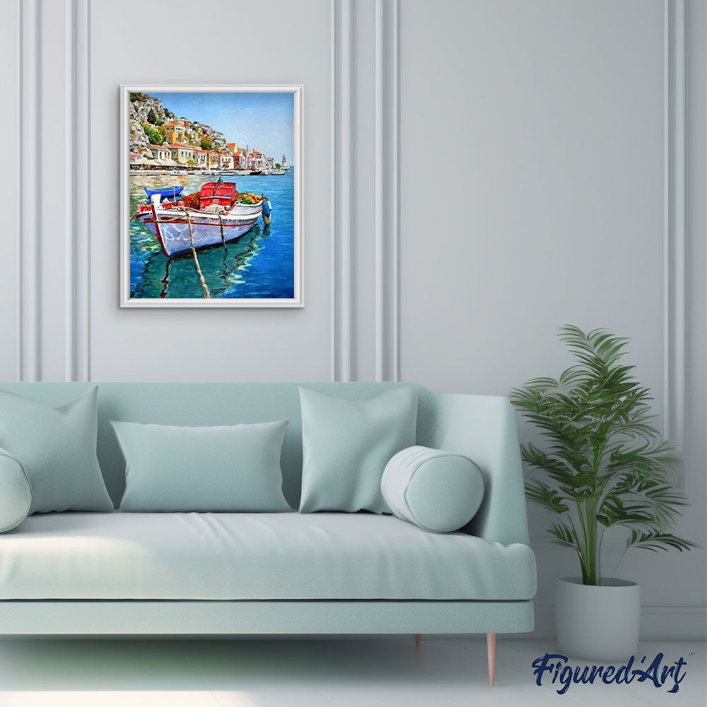 paint by numbers | Boat moored at the Port | advanced cities | FiguredArt