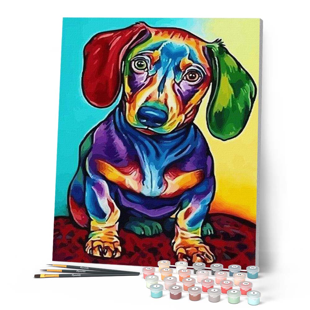 Paint by numbers - Dog Color Red and Green Ears – Figured'Art