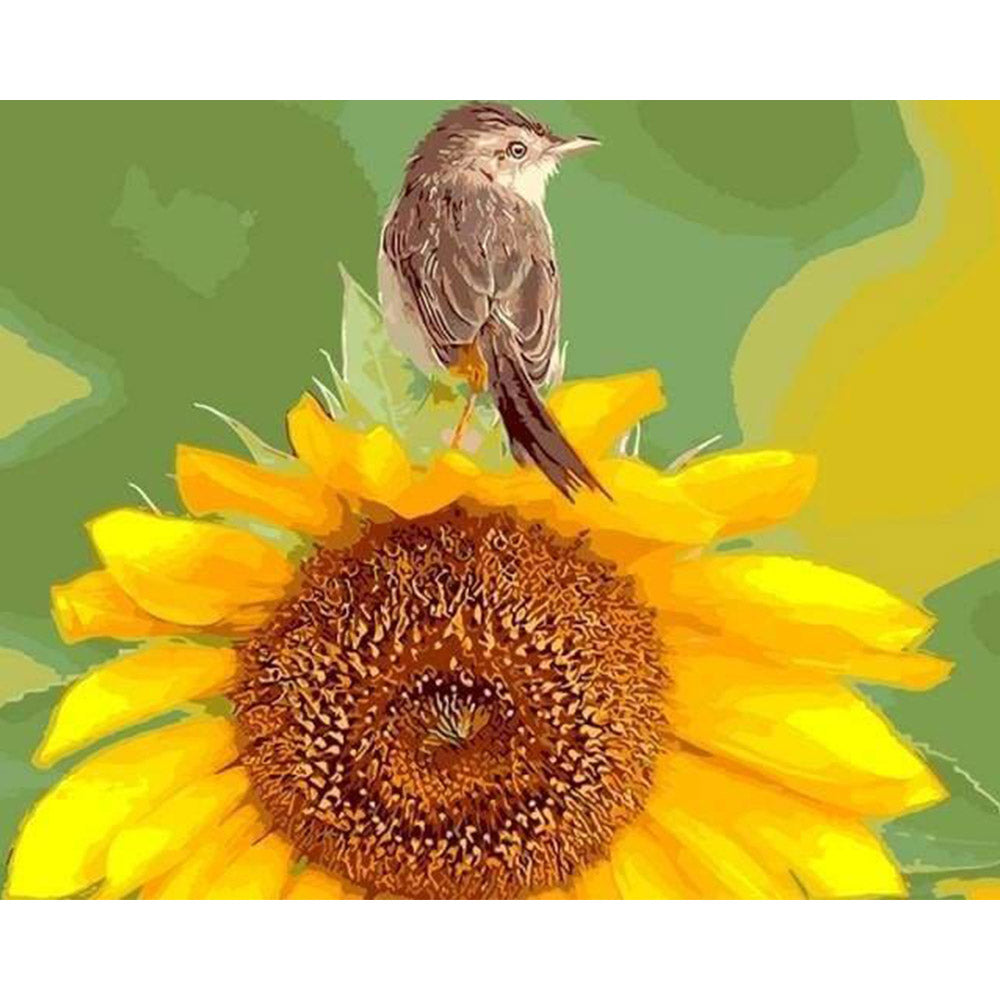 paint by numbers | Sunflower and Bird | animals birds flowers intermediate | FiguredArt
