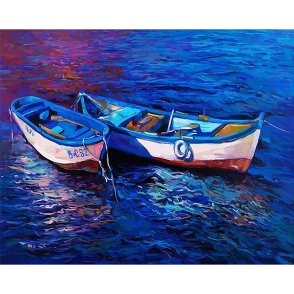 paint by numbers | Fishing Boats at Dawn | advanced ships and boats | FiguredArt