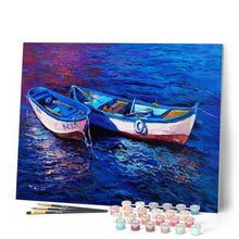 Load image into Gallery viewer, paint by numbers | Fishing Boats at Dawn | advanced ships and boats | FiguredArt